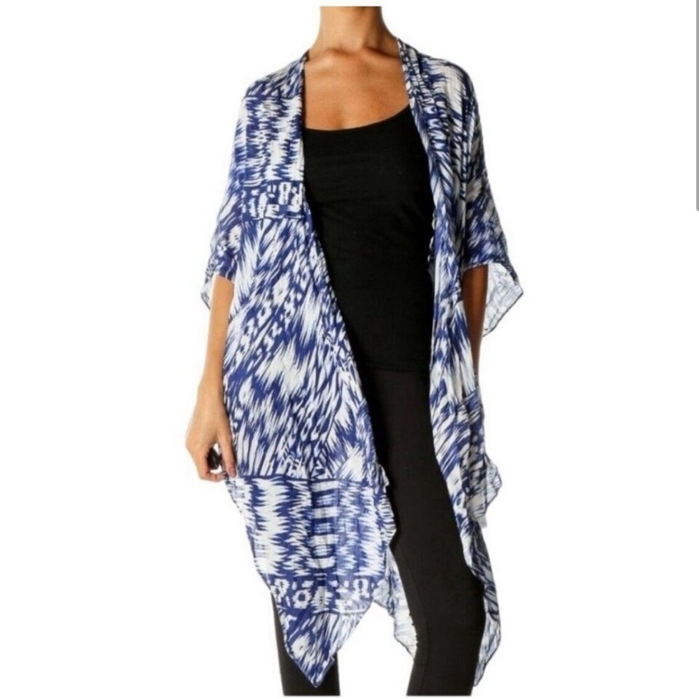 Michael Stars Ikat Print Kimono Multitude Scarf Wrap Skirt Beach Swim Cover O/S